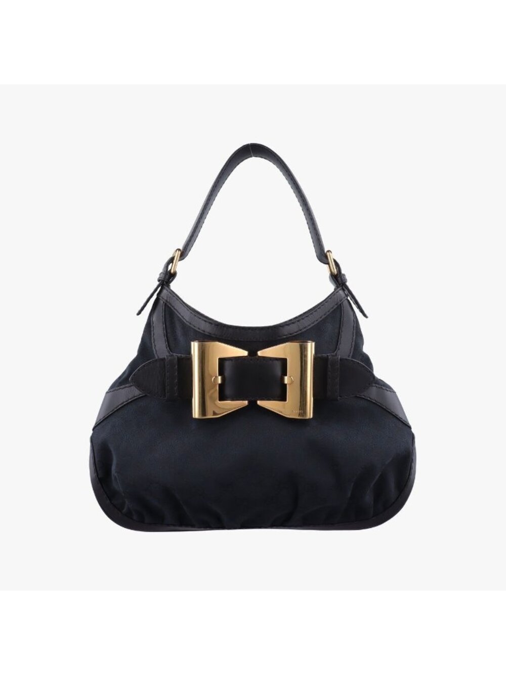 Gucci Queen Black Canvas Leather Handbag